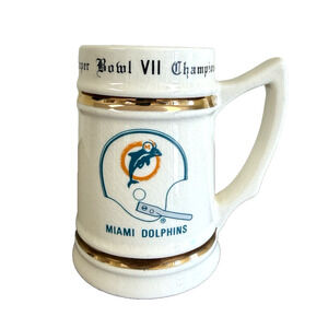 Vintage 1970s Miami Dolphins Super Bowl VII Perfect Season Beer Mug 5.75"